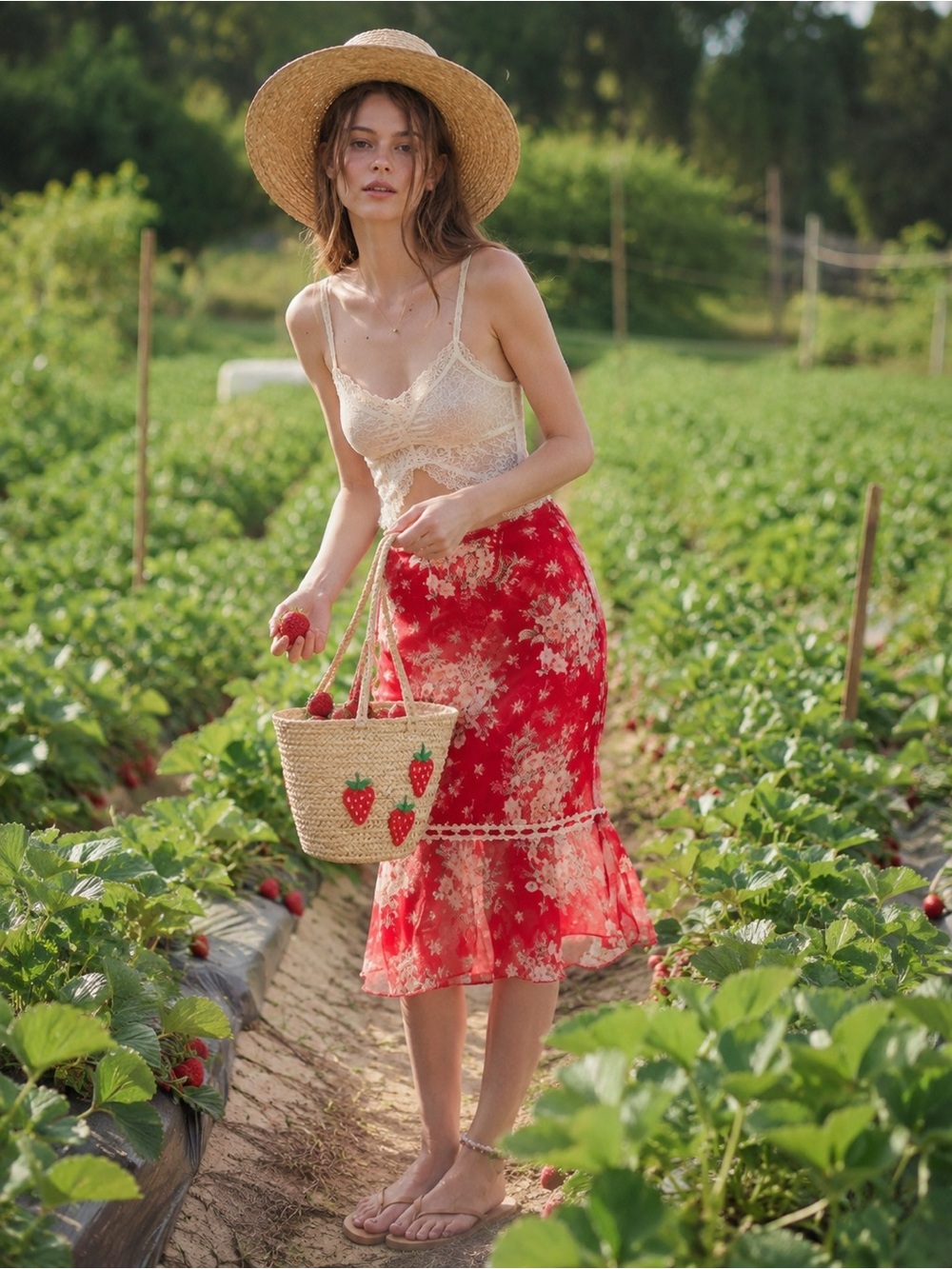 Free people Romantic Roses Printed Midi Skirt
